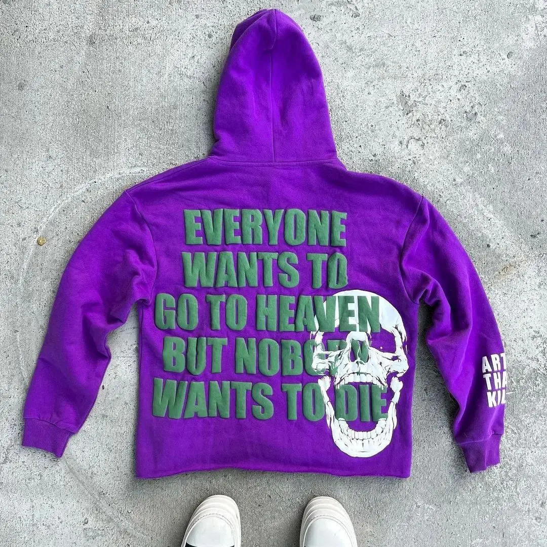 Harajuku skull letter print streetwear hiphop hoodies women graphic y2k top oversized hoodie sweatshirt goth clothes 241017