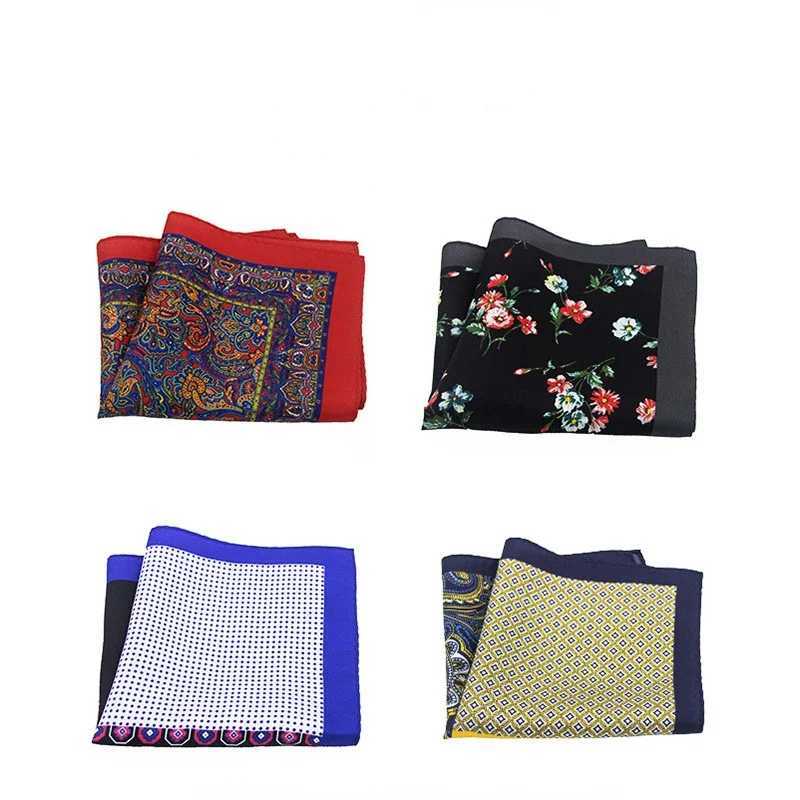 Mens 100% silk pocket square printed real satin small square scarf Mens business suit chest scarf W240921