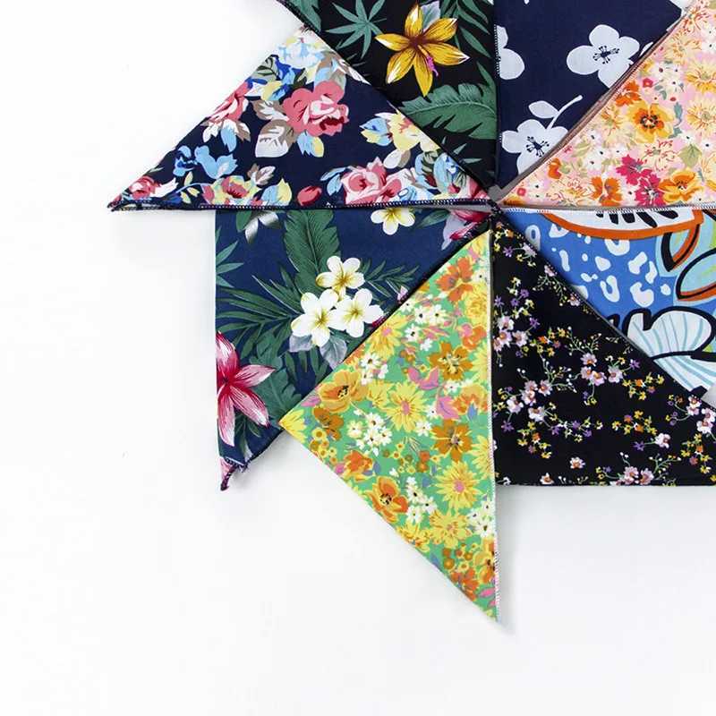 Brand New Style Mens Cotton Hankerchief Scarves Vintage Flower Hankies Mens Pocket Square Handkerchiefs Rose Flower PaisleyX240921