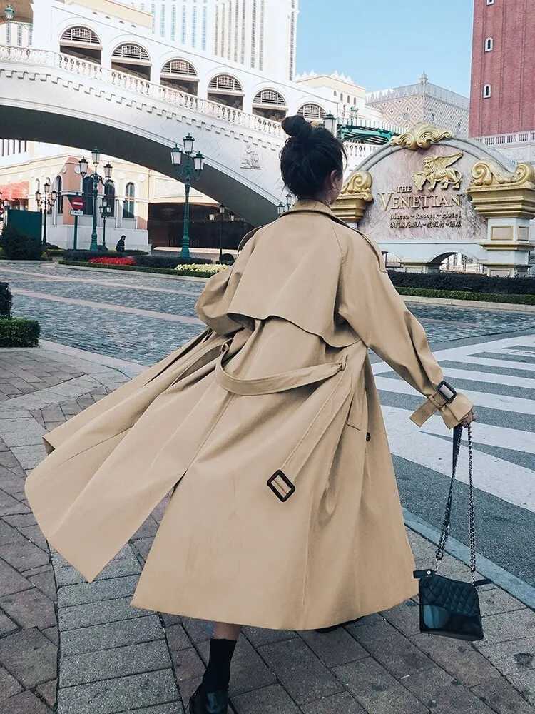 Trench Coat for Women 2022 Autumn Winter New Loose Coat Womens Casual Long Windbreaker Clothing Female Coats and Jackets WomenX240921