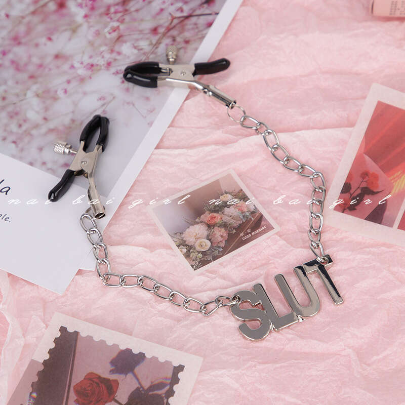 Sex toys SM props female masturbation chain breast clip vaginal clip letter style sex clitoral clip adult sex toy