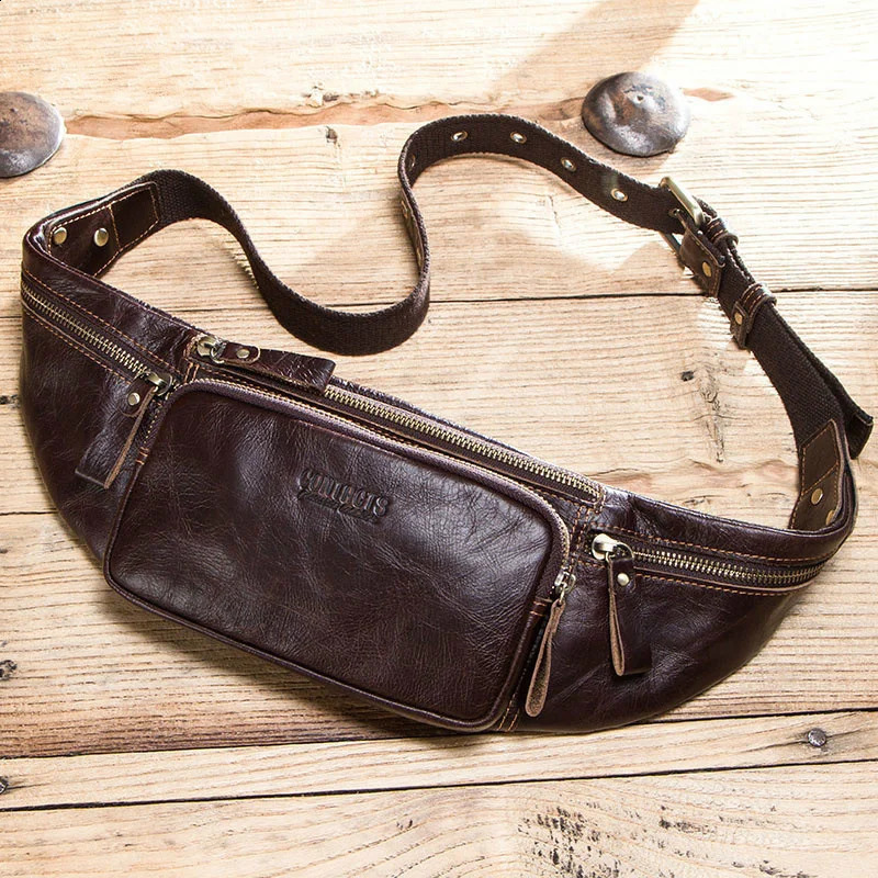 Cowhide mens waist bag y Fanny mobile phone n case credit card wallet coin 240919