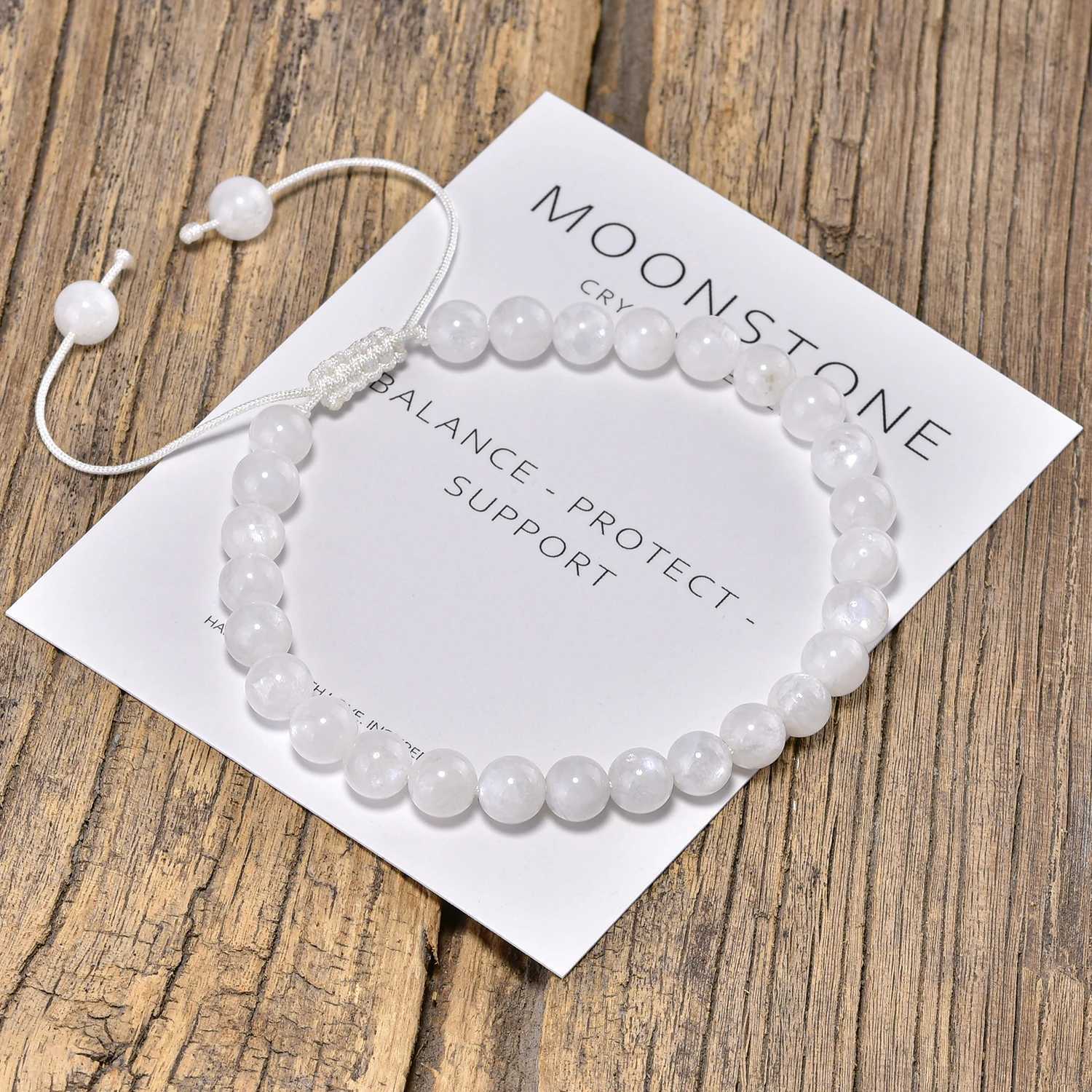 6mm Bohemia MoonStone Bracelet for Women Natural GemStone Carnelian Beads Crystal Healing Adjustable Braided Rope BraceletsX240921