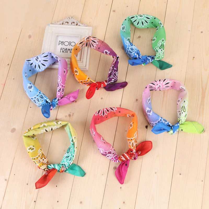 Colorful handle head Paisley tie dye Bandanas womens necklace head cotton headscarf handle head square 55cm X 55cm 1 piece W240921