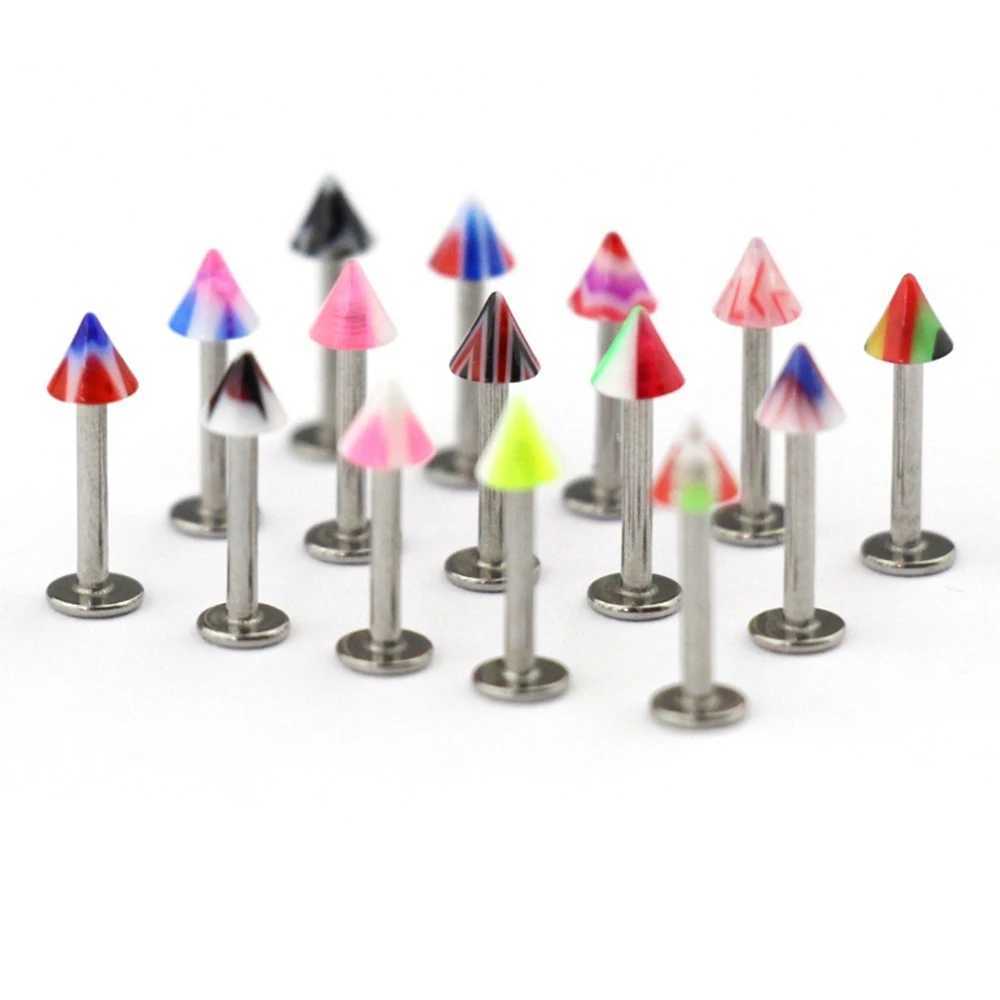 10Pcs/lot 16G Plastic Monroe Piercings Mixed Color Lip Ring Cartilage Tragus Piercing Jewelry Women Acrylic Labret Lip Piercing Y240921