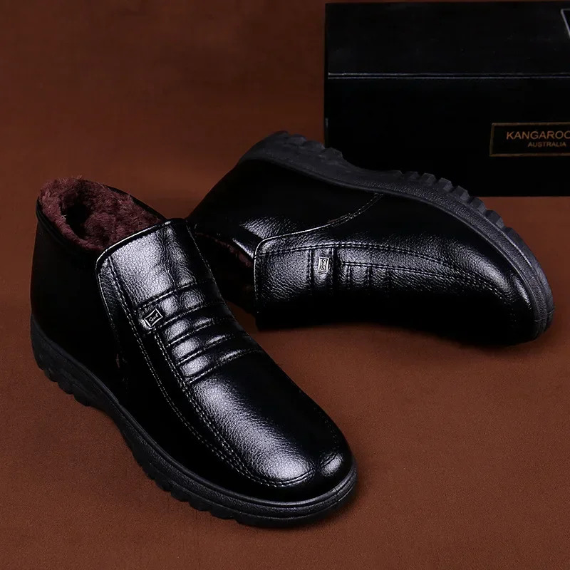 2024 New Designer Shoes Free Shipping Waterproof Men's Casual Leather Flannel High Top Outdoor Men's Work Shoes Winter Warm Shoes