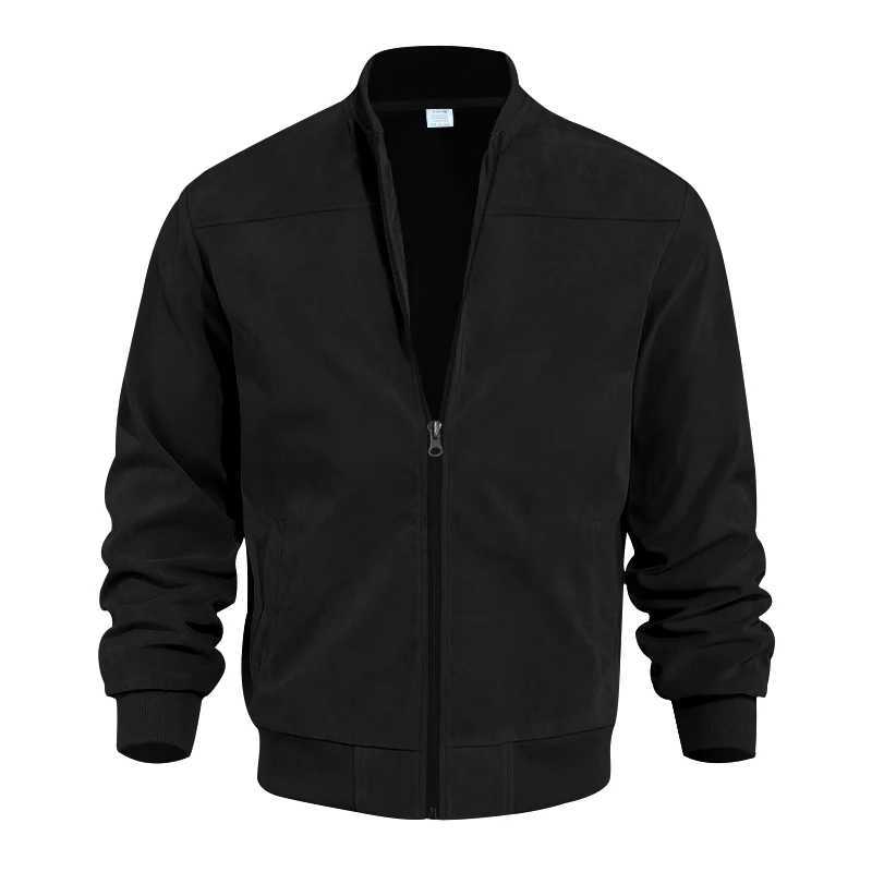 Spring And Autumn Vintage American Mens Jacket Suede Solid Color Cardigan Zipper Lapel Coat Quality Fashion Mens Clothing M240921