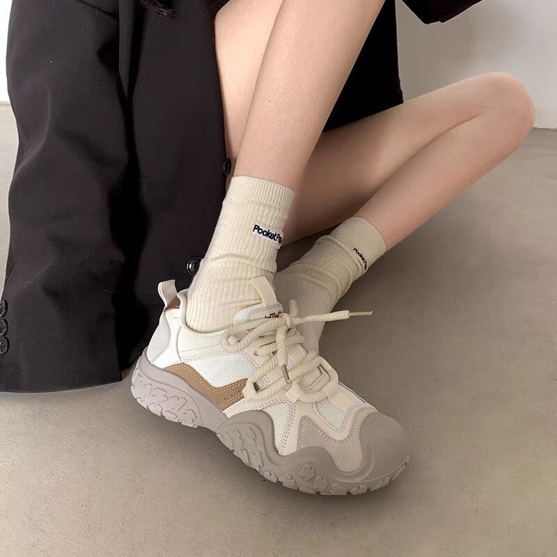 Round toe, small height increase, thick soled dad for women, 2024 new summer casual, breathable, ugly and cute sports shoes ddmythur