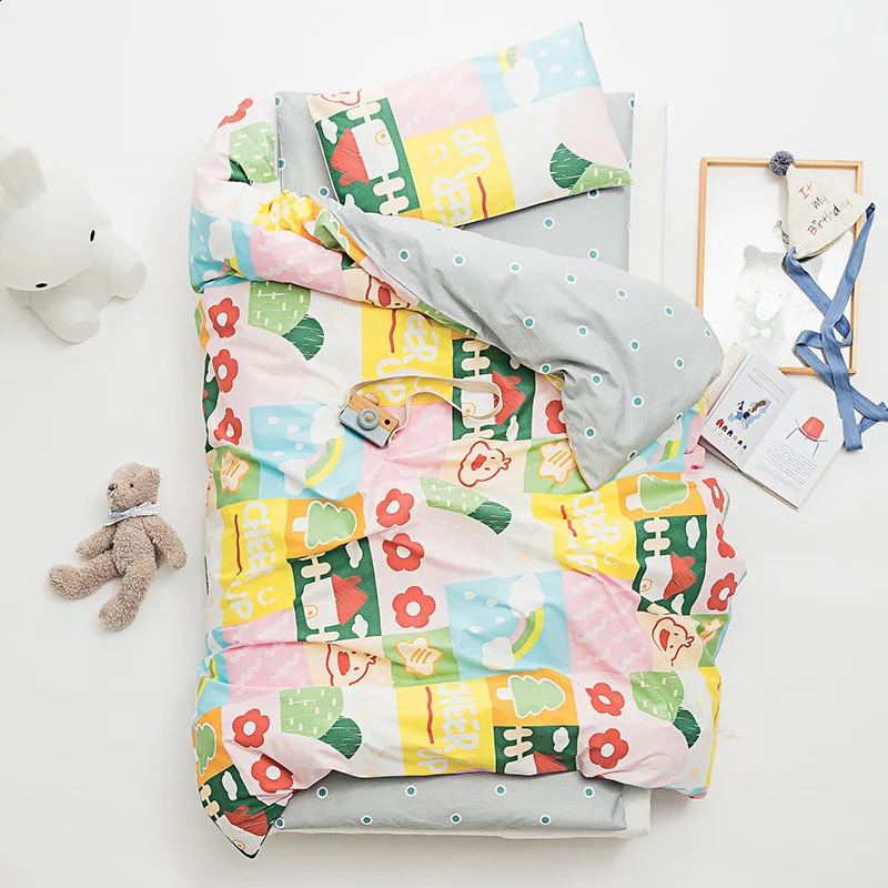 3 piecesset of childrens blankets kindergarten bedding baby crib pillow box cartoon soft cotton quilt cover for boys and girls 240909