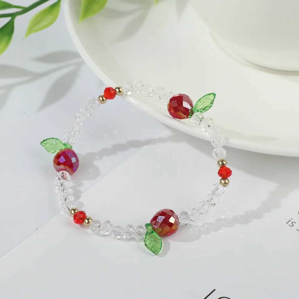 Fruit Crystal Beaded Bracelet Colorful Glass Crystal Stone Elastic Rope Bracelets Lovely Sweet Women Girl Bangles JewelryX240921