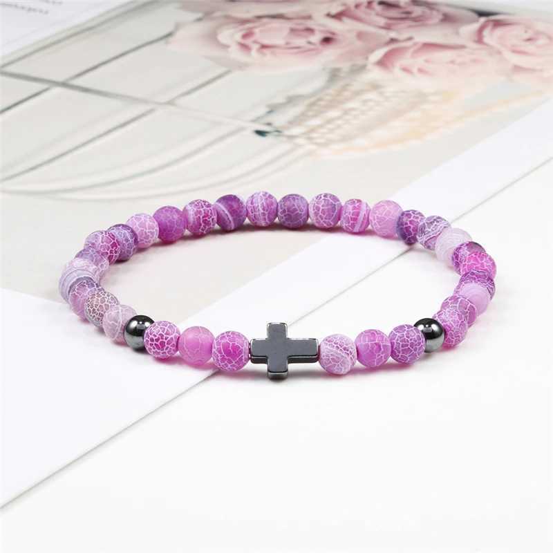 Prayer Men Women Bracelet Hematite Cross 6MM Natural Stone Tiger Eyes Bead Strand Bracelets Bangle Jesus Yoga Homme Jewelry GiftX240921