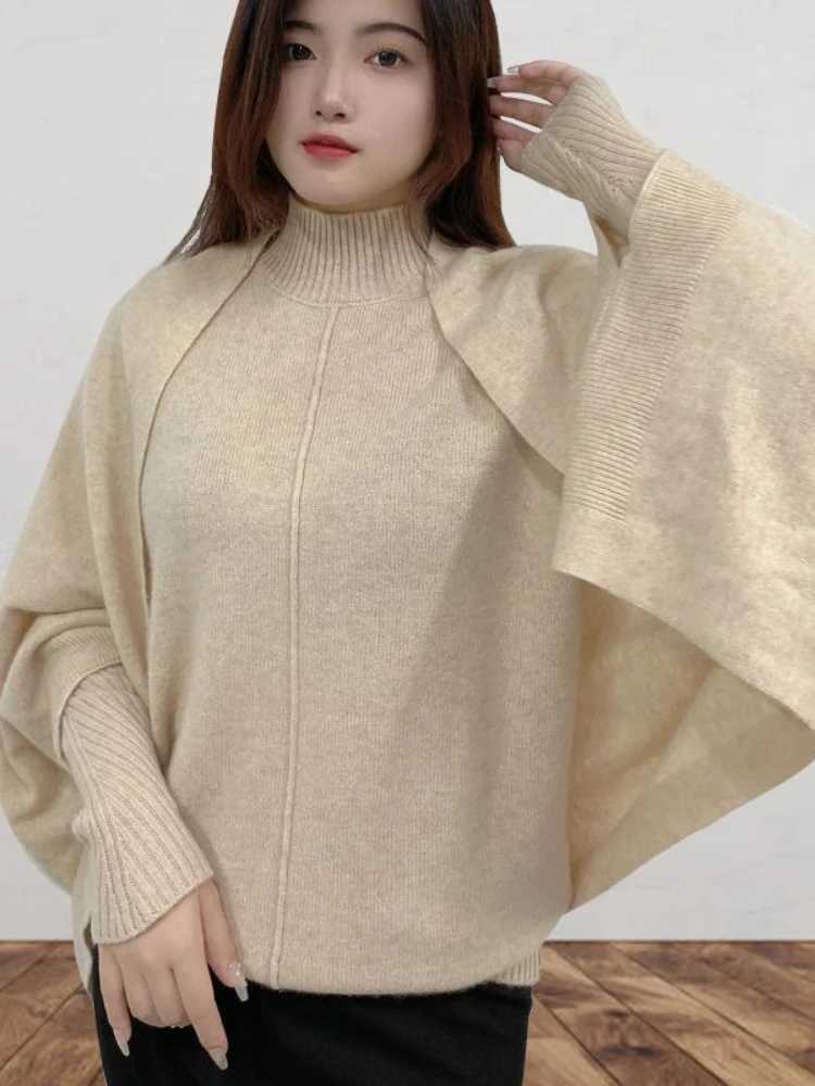 Elegant Versatile cashmere shawl suitable for women warm soft solid color raincoat packaging and scarf short raincoat in winter W240921