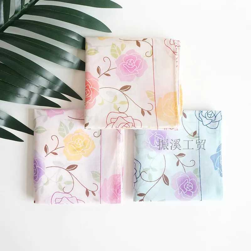 3pcs 45x45cm 100% pure cotton retro peony flower print womens handle headscarf soft sweat wipe square scarf wedding party gift W240921