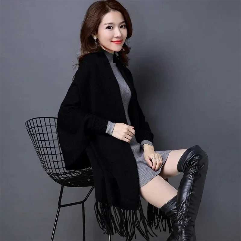 2024 new tassel cardigan womens jacket elegant long sleeved cape cloak jacket A639 W240921