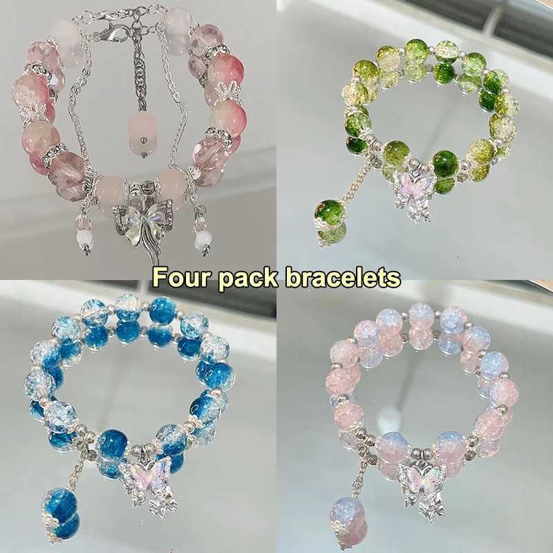 Pink Phoenix Flowers Branches Version Bow Butterfly Pendant Beaded Bracelet Sweet Cool Bracelet For Women Aesthetic Trendy HandX240921