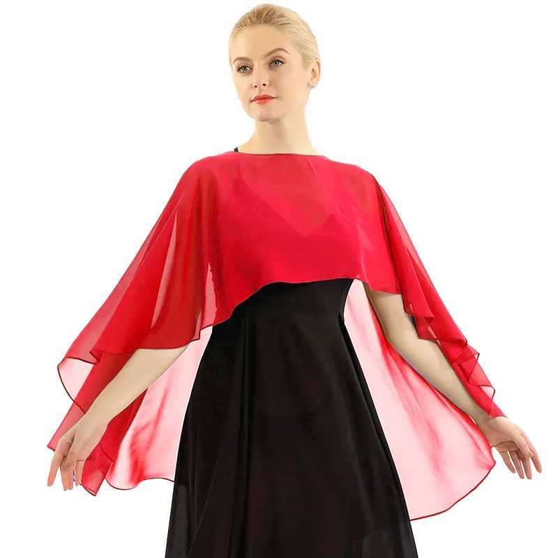 Elegant Womens Chiffon Shawl Womens Evening Dress Wedding Party Shawl Fashion Solid Color Dress Cover Bridal Shawl and Wrap W240921