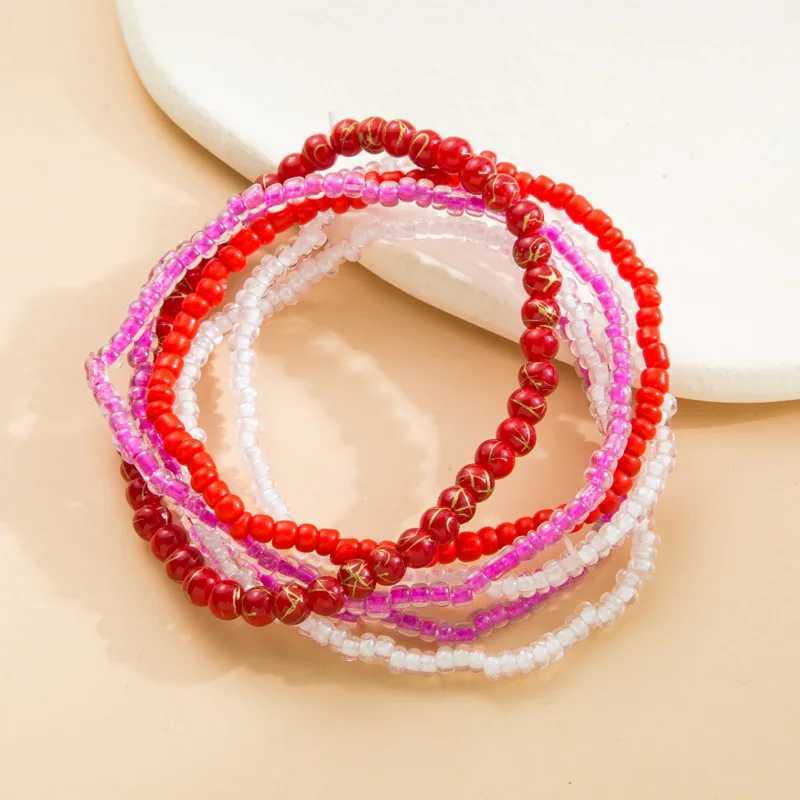 Boho Rice Bead Bracelet Hand Color Charm Bracelet For Women Layered Crystal Bracelets Cute Jewelry Simple Fashionable AccessoryX240921