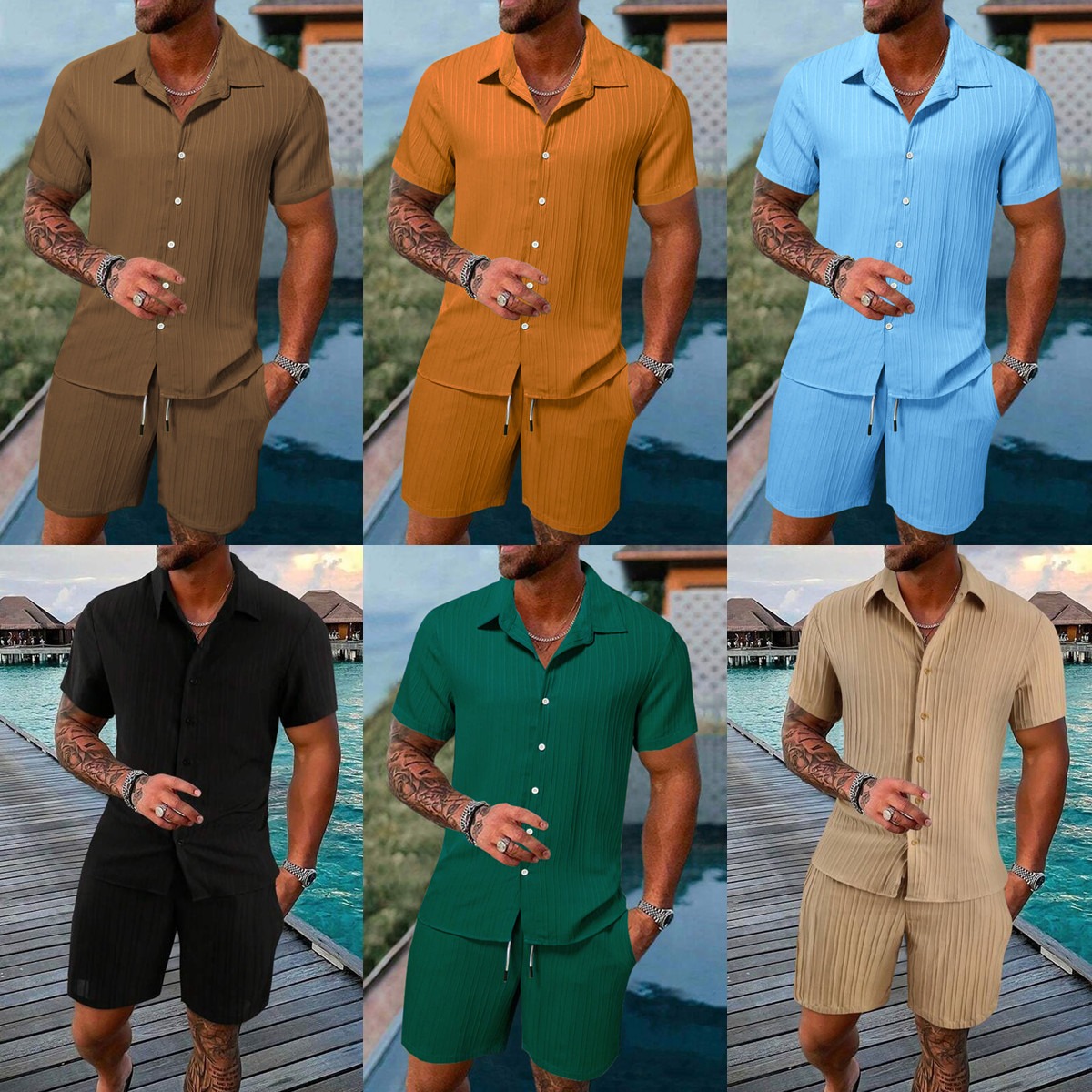 Summer Sportswear 2 Pieces Suits Polo T Shirt Short Tracksuits Men Running Men Shorts Tech Fit Tracksuit Set
