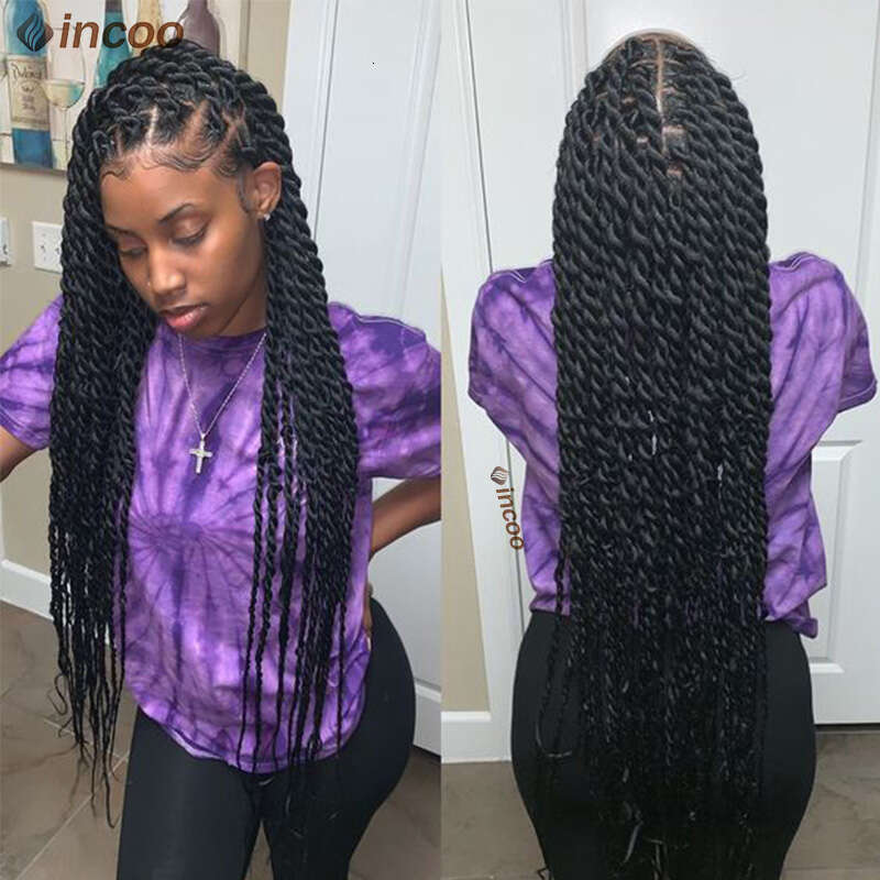 Senegalese Twist Front For Black Women Synthetic Full Lace Frontal Wigs Pre Plucked Box Braids Passion Twists