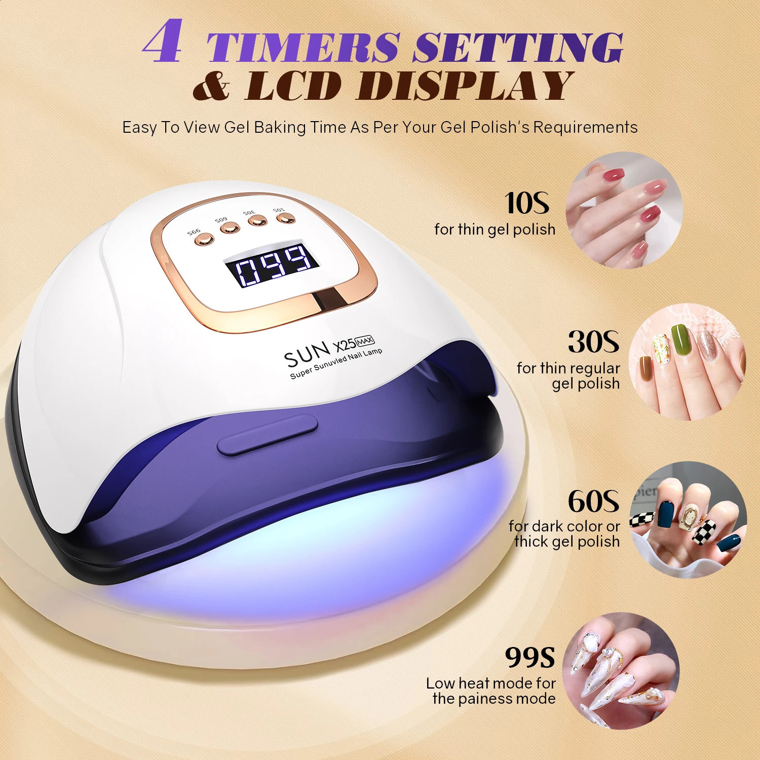 Sun-X25-max 380W 81LEDs UV LED Lamp for Nails Powerful Nail Dryer For Curing All Gel Nail Polish Drying UV Light for Manicure 240919