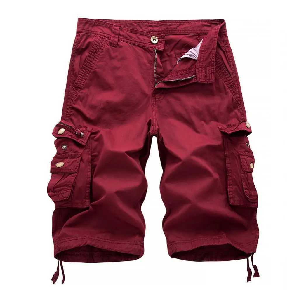 New Summer Casual Shorts Mens Straight Solid Sports Shorts Men Joggers Cargo Shorts Fashion Cotton Knee Length Sweatpants ManX240921