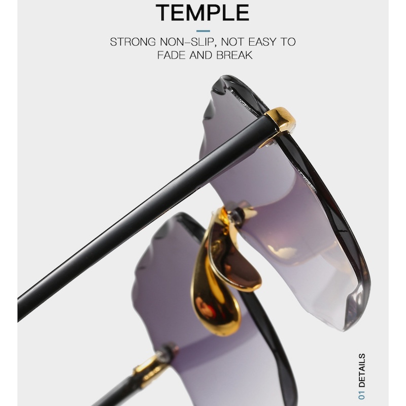 Square Rimless Sunglasses Women Rectangle Fashion Popular Men Shades Small Sun Glasses For Female Male Summer Traveling Purple S139 IVISTA