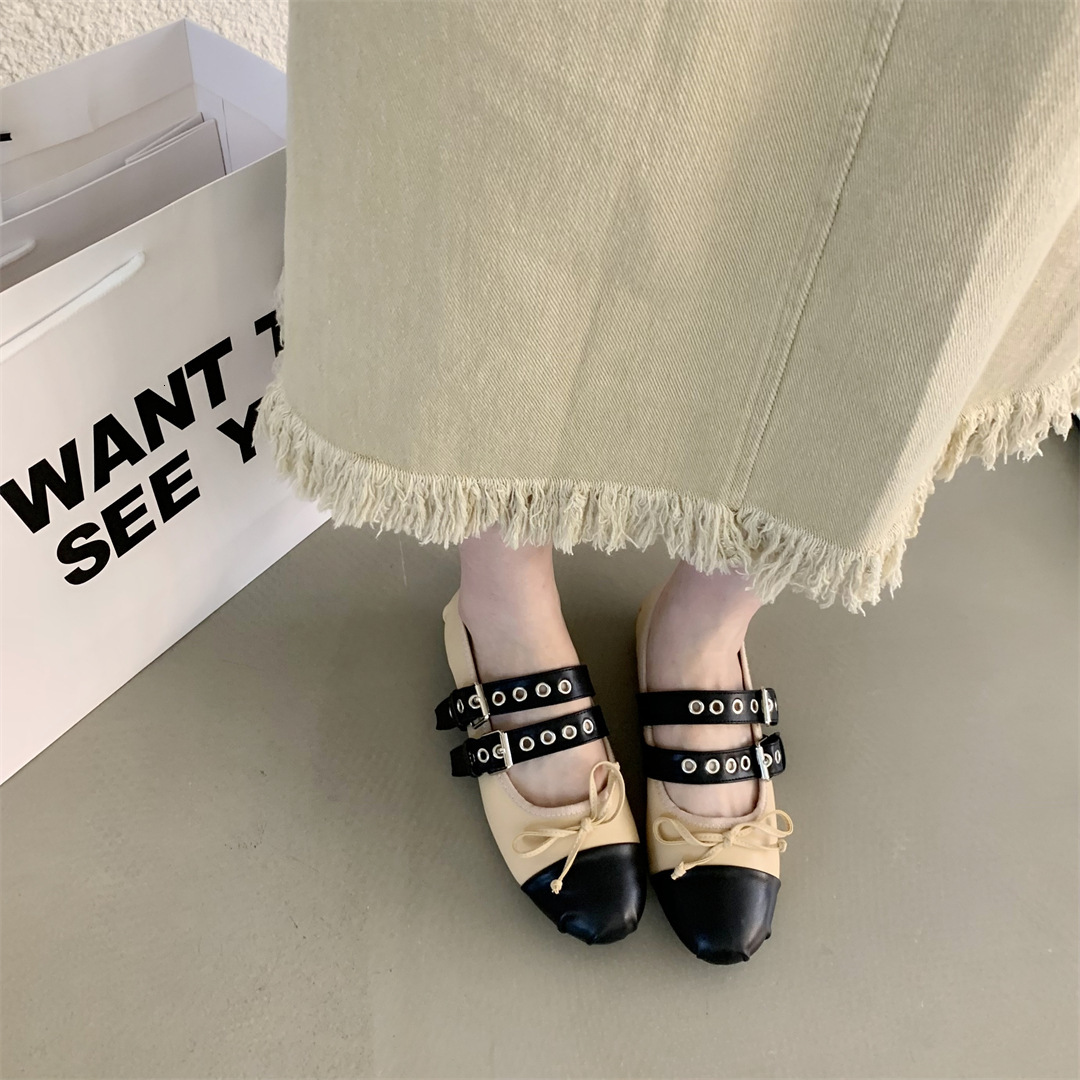 French bow ballet Mary Jane shallow mouth flat sole single shoes, 2024 autumn women's shoes