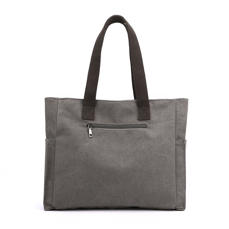 Women's Canvas Tote Purse Shoulder Bag Small Handbag Multi-Pocket Top Handle Bags With Zipper For Travel Work