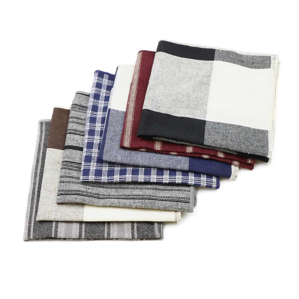 Fashion Classic Cotton Plaid Black Hankerchiefs Wedding Suit Hankies Casual Mens Pocket Square Handkerchiefs For Wedding GiftsX240921