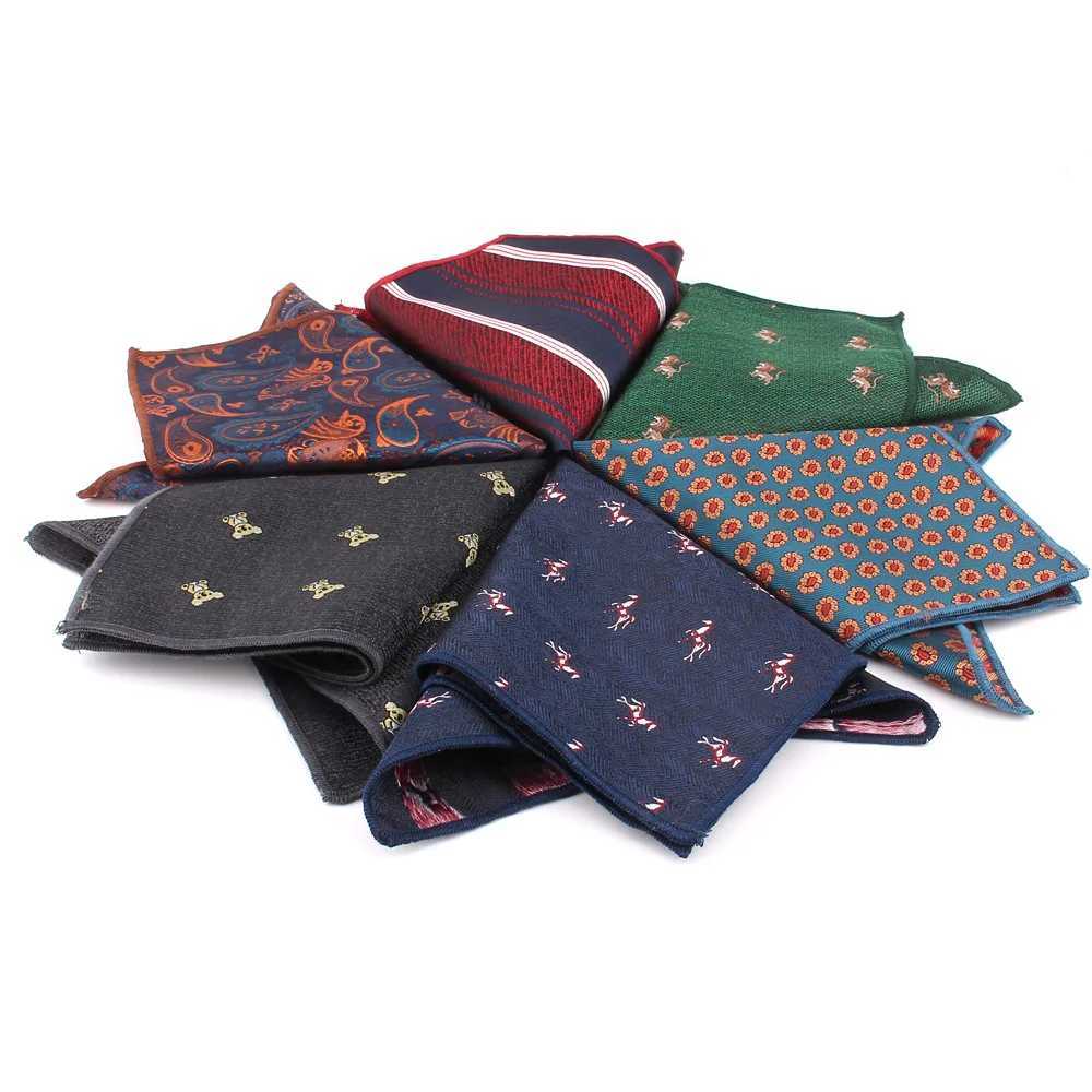 Flower Pocket Square Mens Jacquard Box Towel Wedding Hanji Gentleman Hanji Mens Set Handheld Chief Pocket Towel W240921