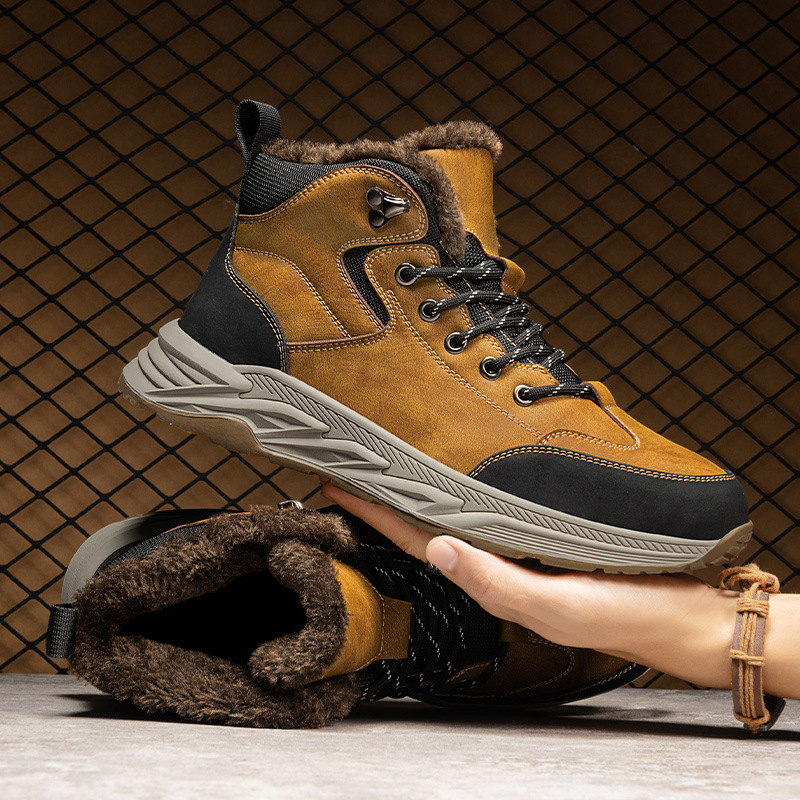 New autumn and winter men's shoes with plush warm boots, Northeast thick cotton shoes, outdoor sports hiking snow boots