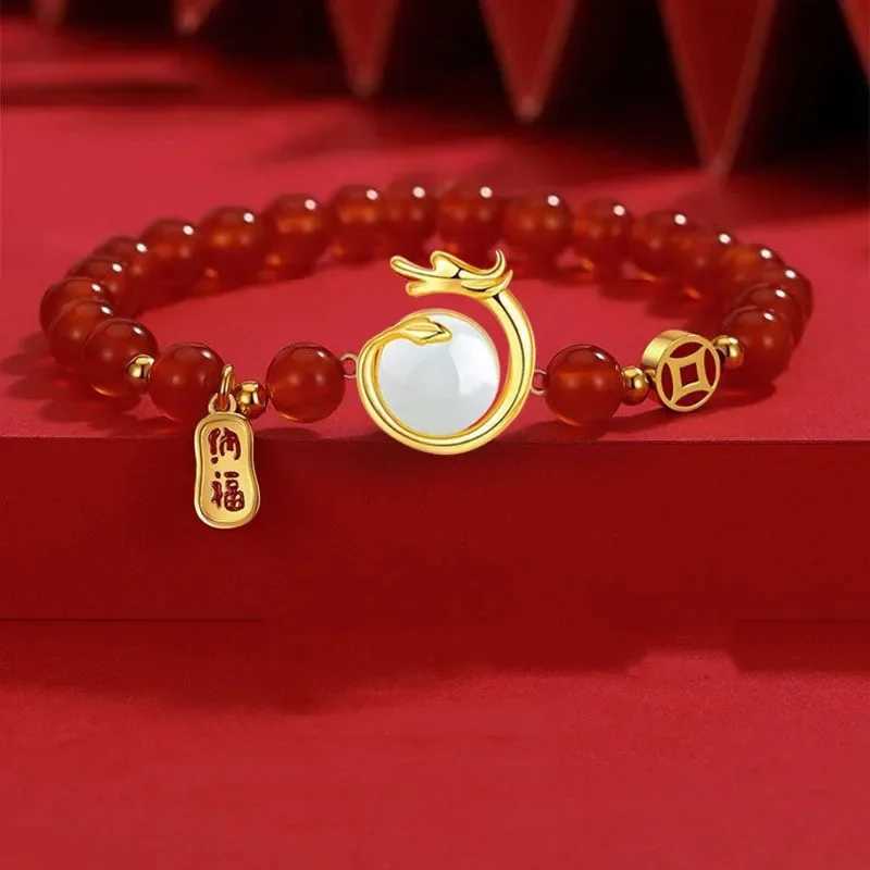 2024 Chinese Style Zodiac Dragon Bracelet For Women Men Brings Wealth Health and Good Luck Red Beaded Couple Bracelet Jewelry GiX240921