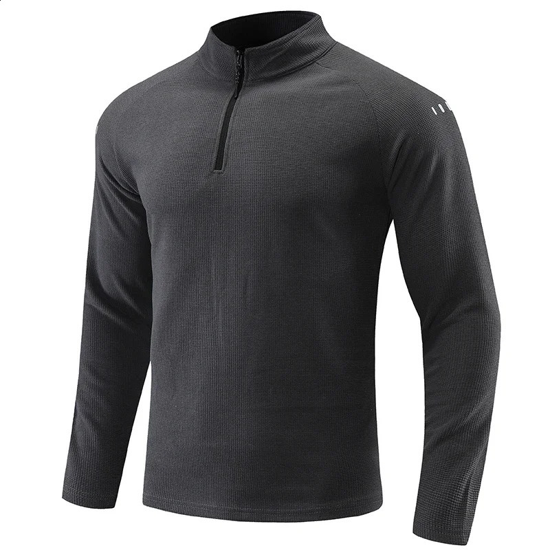 Mens Stand up Collar Zipper Long Sleeve Hoodie Sports Breathable Fitness Fashionable Top 240911