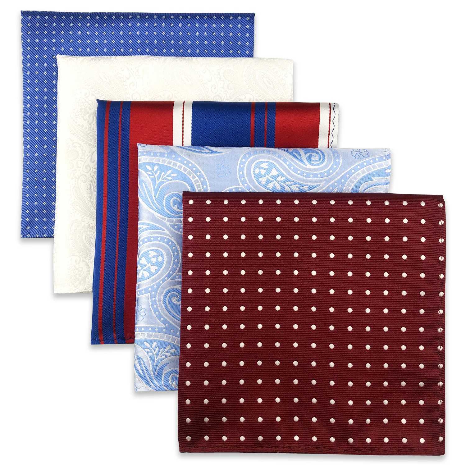 5-piece mens pocket square silk handle set color large accessories gift party W240921