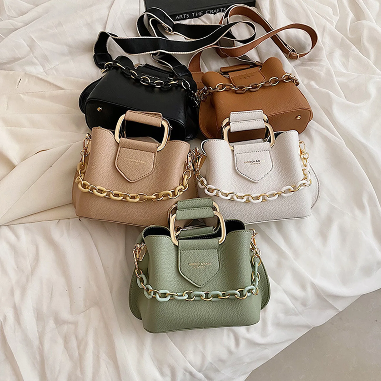 Solid Acrylic Chain Pu Vertical Pillow Bag TLXT Trend Personalized One Shoulder Crossbody Bag Women's Bag