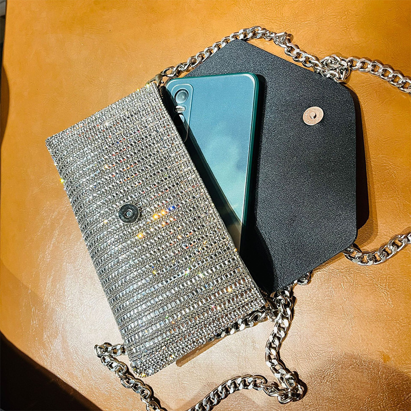 LAGO DE SAC Female Bg Chain Crossbody Ladies Mini Rhie Small Shoulder Purse Full Dia Messenger Evening Bag