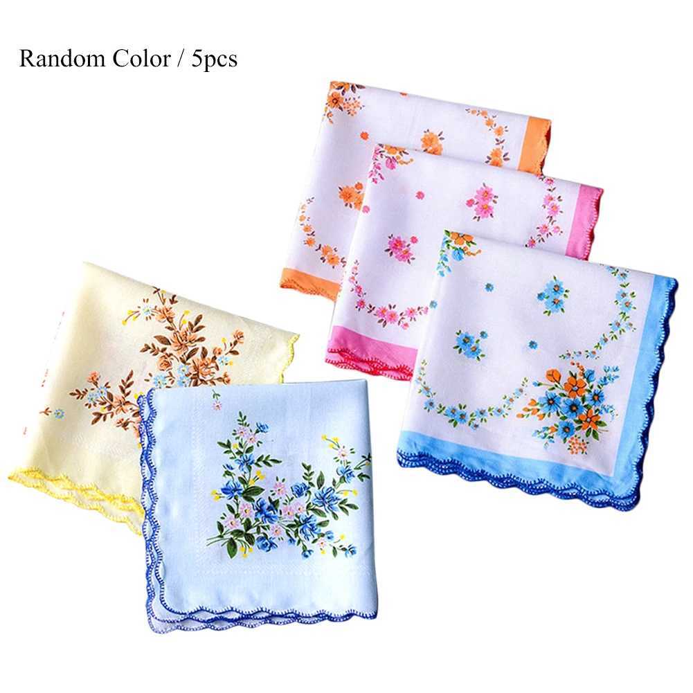 5Pcs Vintage Cotton Women Hankies Embroidered Butterfly Flower Hanky Floral Assorted Cloth Ladies Handkerchief Fabrics RandomX240921