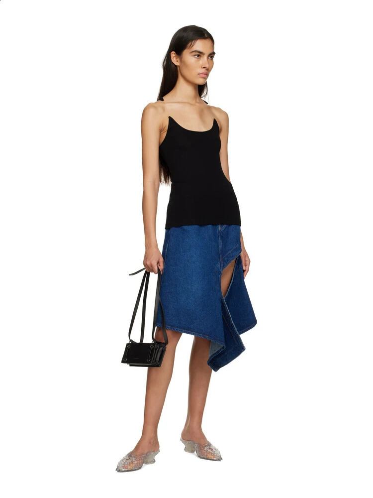 RORORIRI solid black invisible shoulder strap vest for womens casual wear with builtin bra ribs knitted top strapless 240921