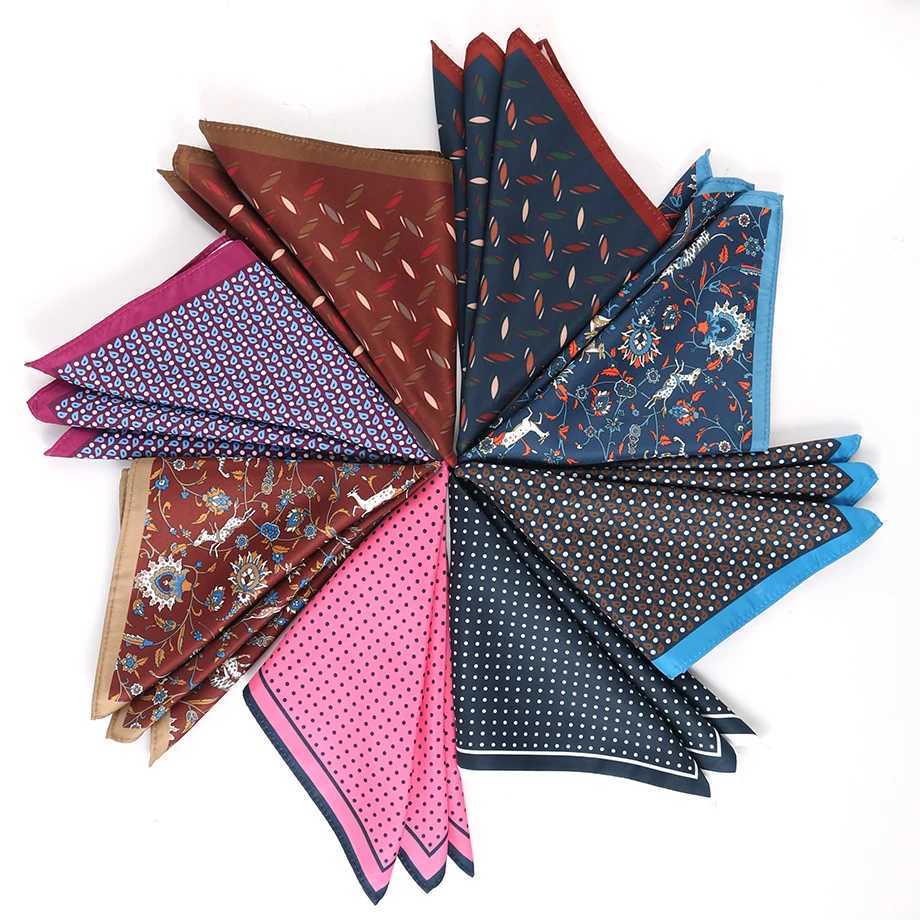 Tailor Smith Mens Classic Red Khaki Print Dot Handkerchiefs Paisley Floral Pockets Square Wedding Hankies Business Gift for HimX240921