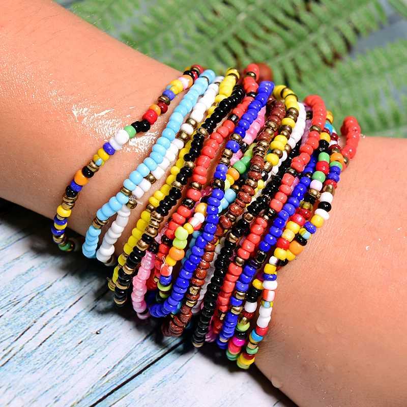 MOON GIRL 20 Pieces Seed Beads Charm Bracelet Boho Fashion Bohemian Girl Elastic Vintage Wrap Pulseras Femme DropshippingX240921