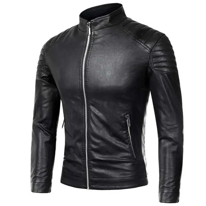 Mens Autumn New PU Leather Jacket Mens Leather Jacket Retro Spring Clothing Design Motorcycle Leather Jacket W240918