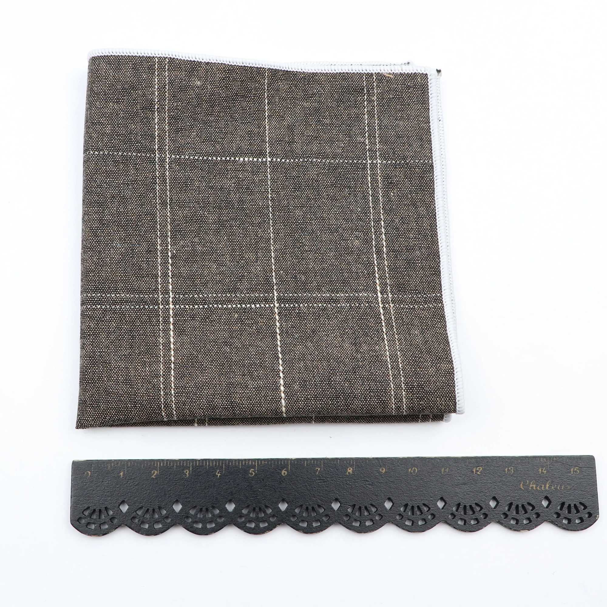 Fashion Cotton Plaid Hankerchief Scarves Vintage Grey Black Hankies Mens High Quality Business Suit Pocket Square HandkerchiefsX240921