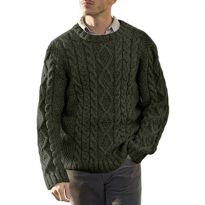 Autumn/Winter New Sweater Mens European and American Solid Round Neck Long Sleeve Knitwear Large Mens Wear M240921