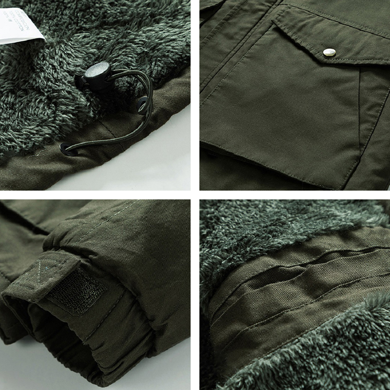 Warm Long Parkas Winter Fleece Thick Windproof Solid Military Jacket Coat Men Hooded Casual Parka High Quality Jackets Male