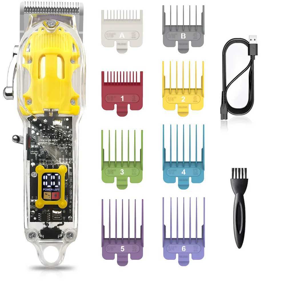Hair Trimmer Led Dispilay Electric Hair Clippers Transparent Wireless for Men Barber Hair Cutting Machine Cordless Beard Trimmer M240921