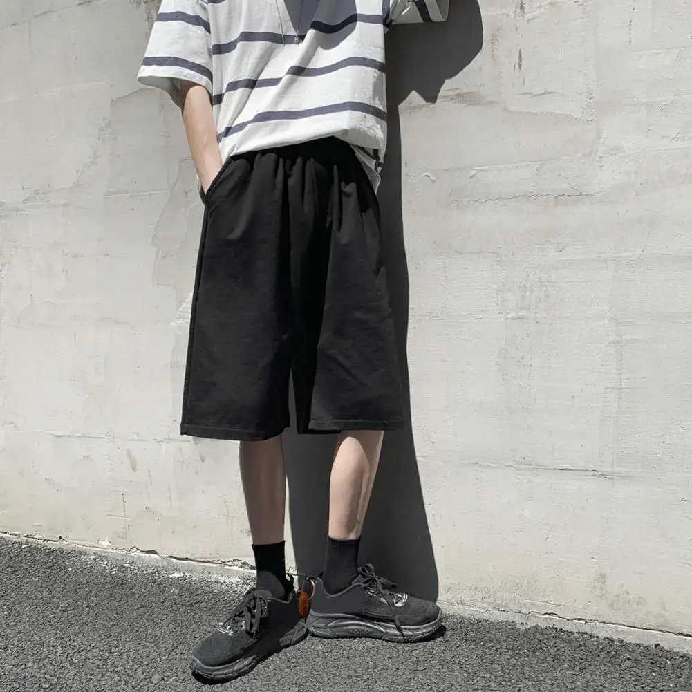 Summer Mens Shorts Cotton Soft Knee Length Shorts Solid Gray Customized Cargo Short High Quality Casual Gym Sports TrunksX240921
