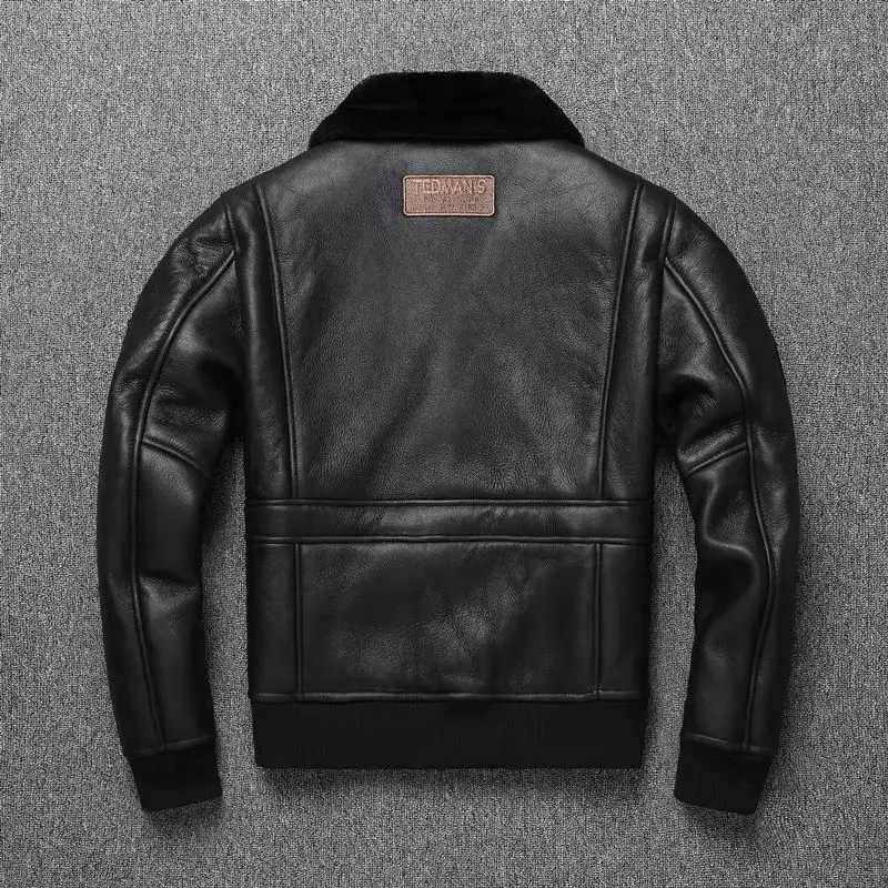 Natural wool jacket mens 8-patch sheepskin jacket mens real sheepskin coat warm and thick winter clothing Asian size W240918