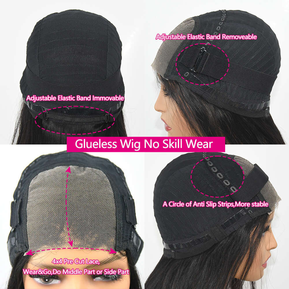 Queenlike Water Wave Ready To Wear Glueless Human Hair Wig 4x4 Cut Pre Plucked Lace Closure Wigs for Women 10-16 inch Remy