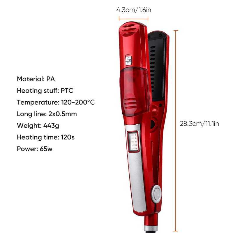 Professional tourmaline ceramic 2-in-1 straightener and curling iron steam straightener for straightening and curling hair W240807