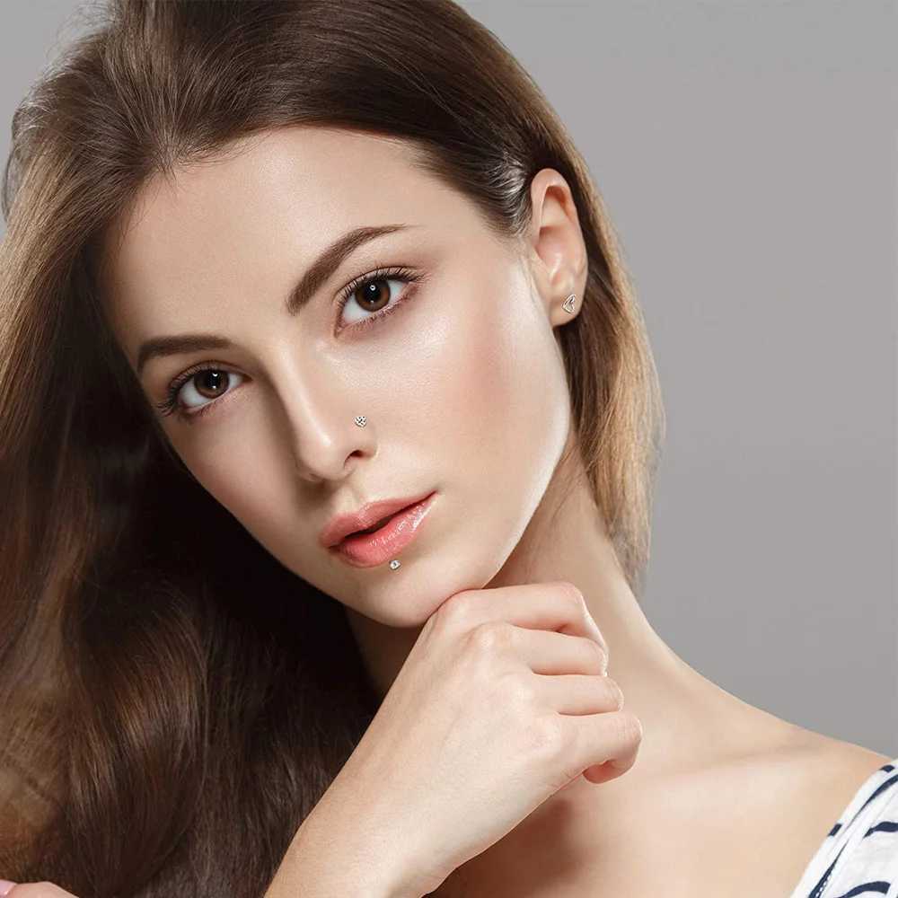 WKOUD 16G Tragus Forward Helix Cartilage Earrings Studs Clear Labret Stud Lip Rings Monroe Piercing Jewelry Y240921